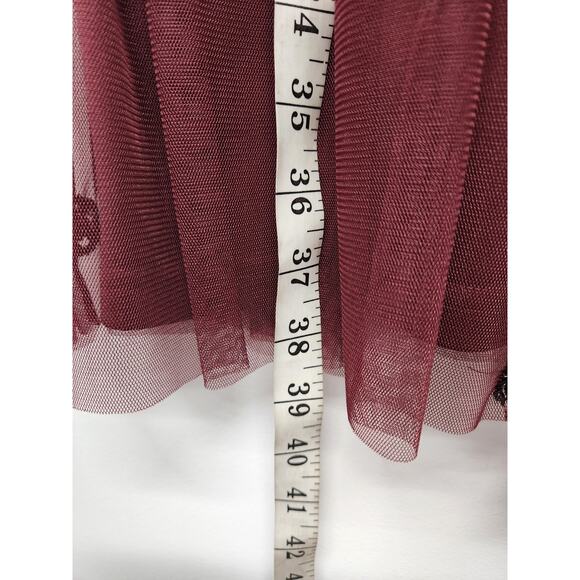 Gianni Bini Women's Wendy Burgundy Sequin Mesh Embroidered Floral Dress, Size 0 - Picture 8 of 14